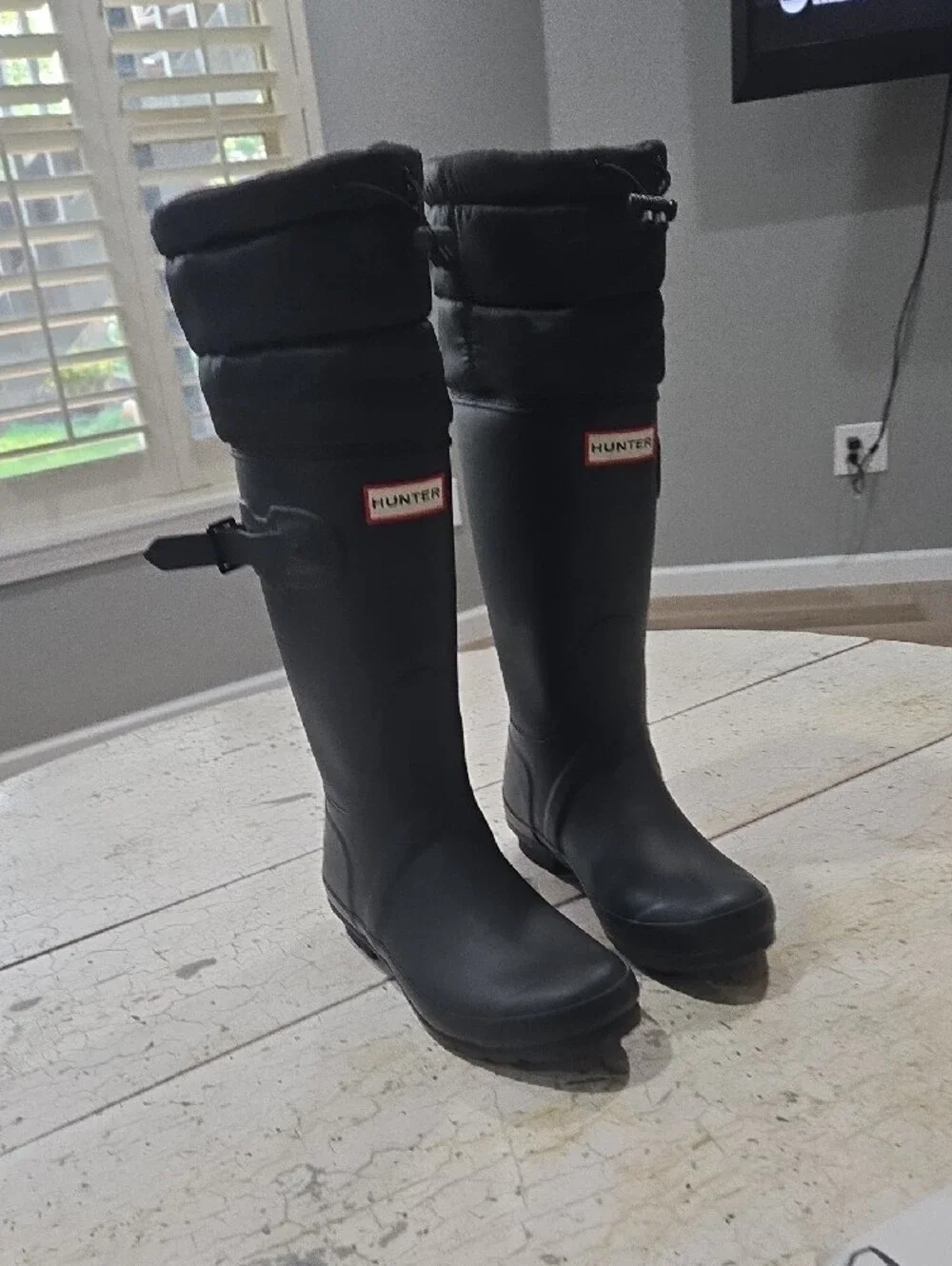 Hunter Boot Original Tall Quilted Cuff boots Black Matte Finish Size 38-7